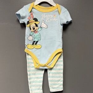 Disney Blue and Yellow Mickey Mouse Easter Onesie with Pants